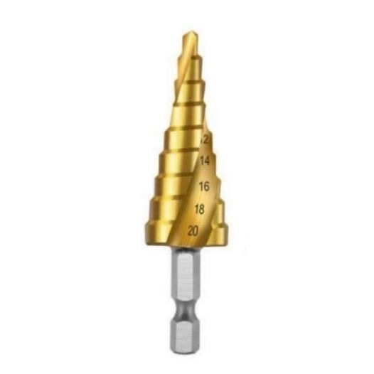 Пагода стил стъпково бурово свредло с прави канали, HSS, за неръждаема стомана и алуминий