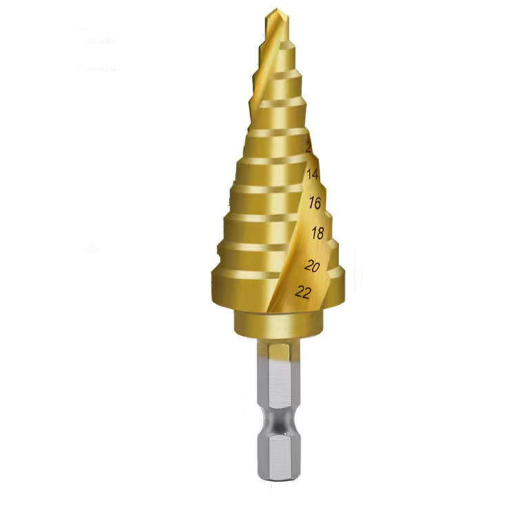 Пагода стил стъпково бурово свредло с прави канали, HSS, за неръждаема стомана и алуминий
