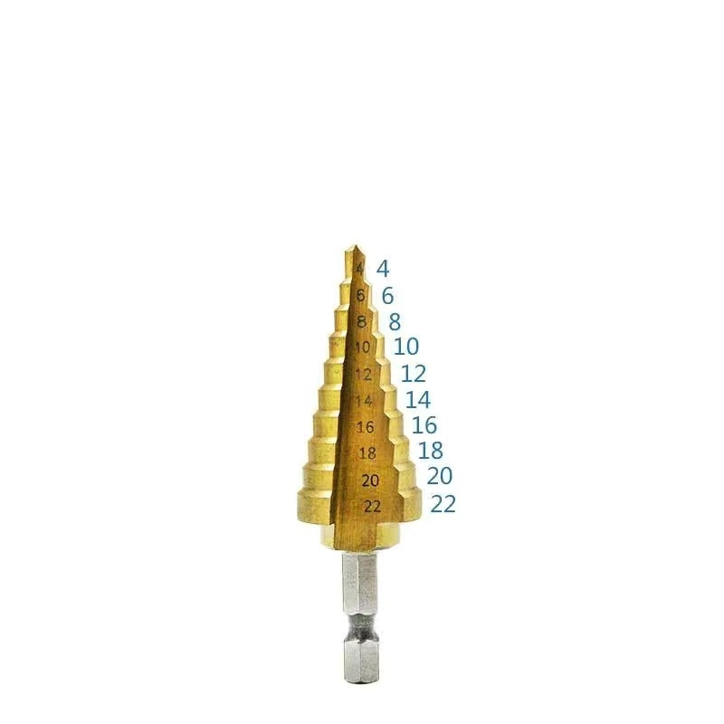 Пагода стил стъпково бурово свредло с прави канали, HSS, за неръждаема стомана и алуминий