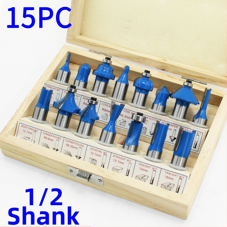 Ξυλουργική φρέζα με κεφαλή Bakelite, σετ 12 τεμάχια / 15 τεμάχια