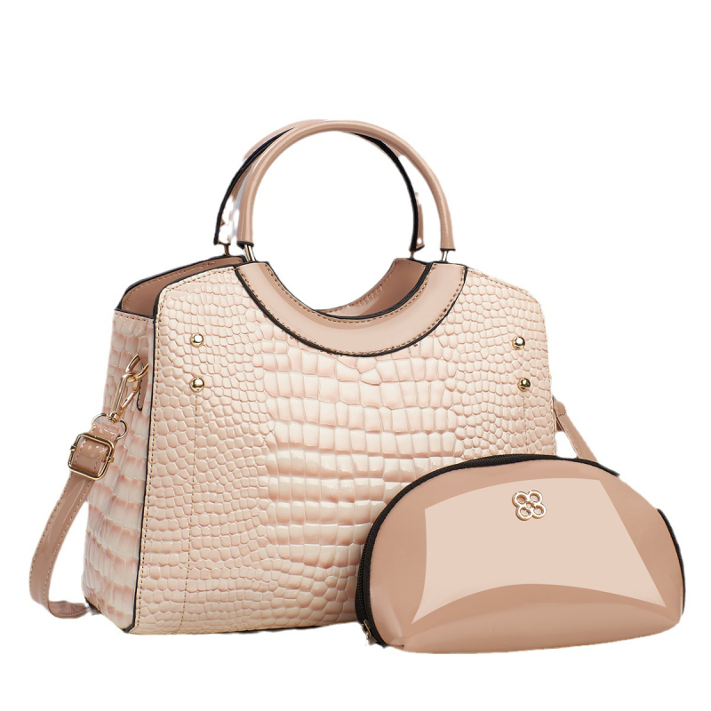 Geantă de damă cu capacitate mare, material PU, stil mamă-copil, formă orizontală pătrată, închidere cu fermoar, buzunare interioare: buzunar cu fermoar și buzunar pentru telefon