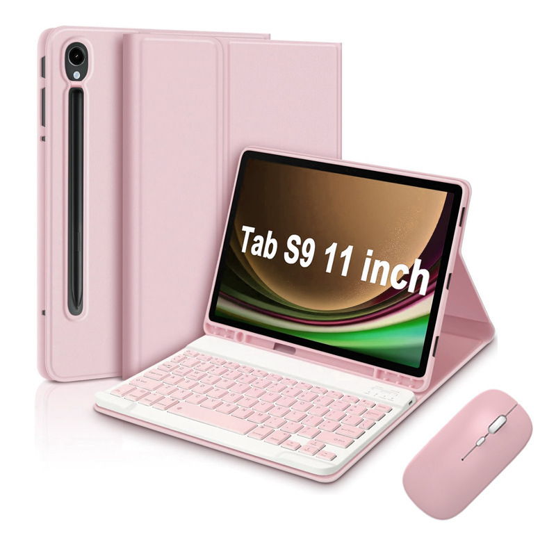 Carcasa de protecție pentru tabletă Samsung A9/A8 cu tastatură Bluetooth detașabilă S9FE și mouse S6 Lite (TPU, husă din piele, suport, anti-uzură, anti-cadere)