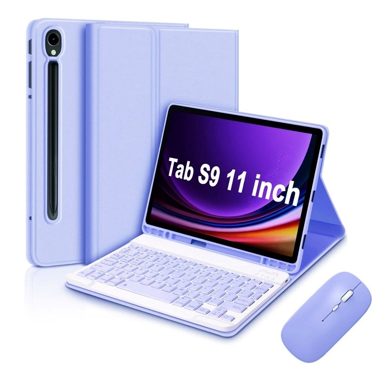 Carcasa de protecție pentru tabletă Samsung A9/A8 cu tastatură Bluetooth detașabilă S9FE și mouse S6 Lite (TPU, husă din piele, suport, anti-uzură, anti-cadere)