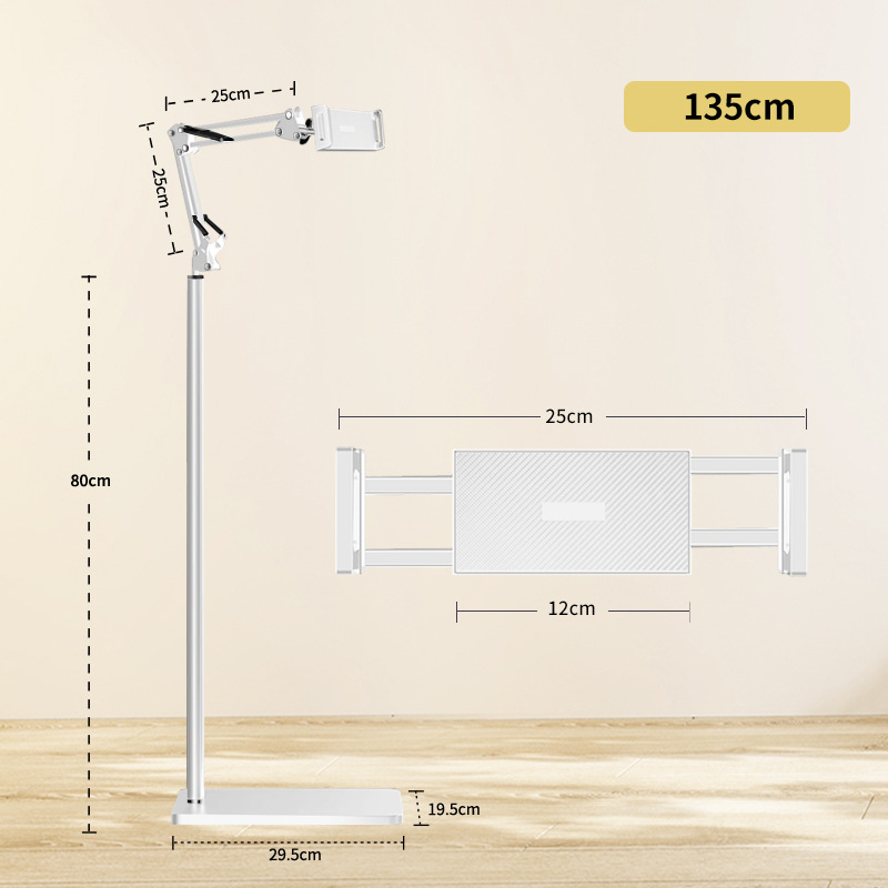 Suport de podea pentru tabletă și telefon, lângă pat – Material: oțel-carbon + ABS, Personalizare disponibilă