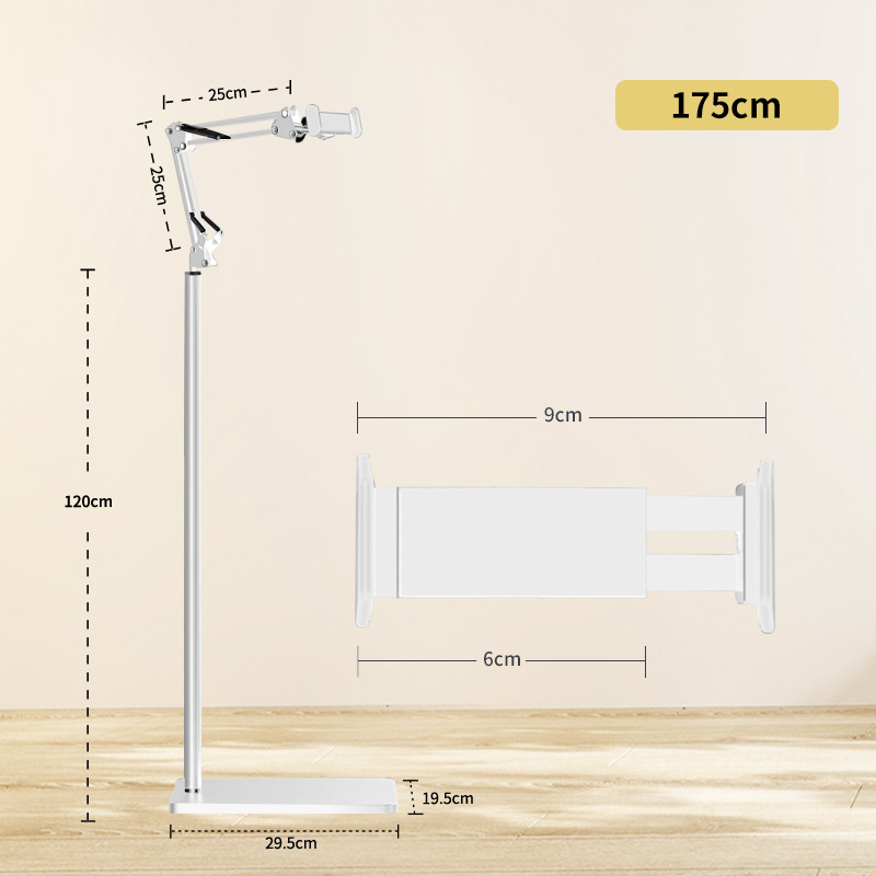 Suport de podea pentru tabletă și telefon, lângă pat – Material: oțel-carbon + ABS, Personalizare disponibilă