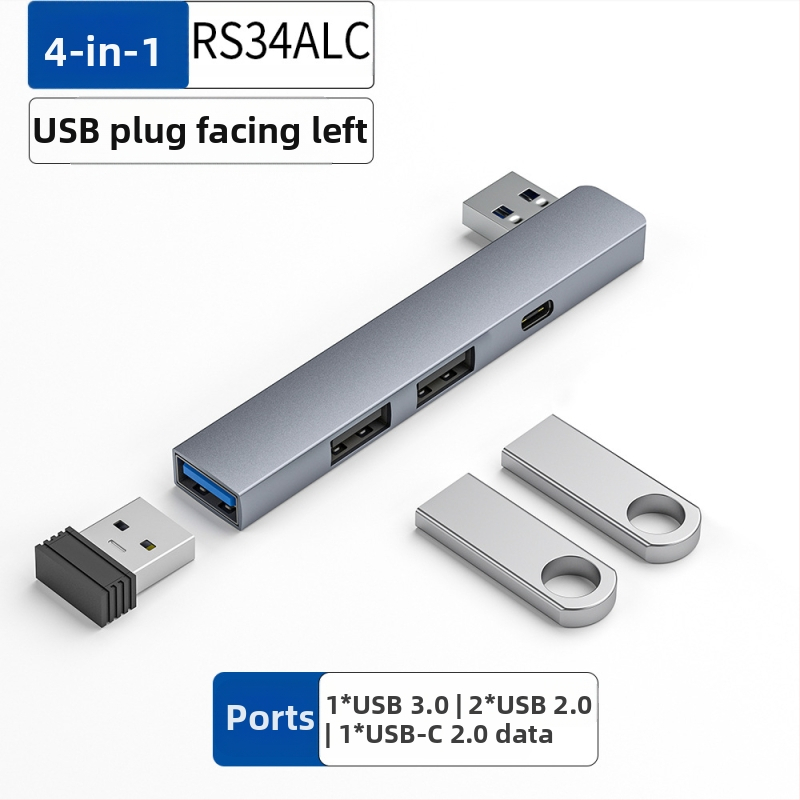 USB HUB τεσσάρων θυρών με USB-C 7 cm καλώδιο — USB 3.1, 5 Gbps, τροφοδοτούμενο μέσω θύρας (RS34AR)