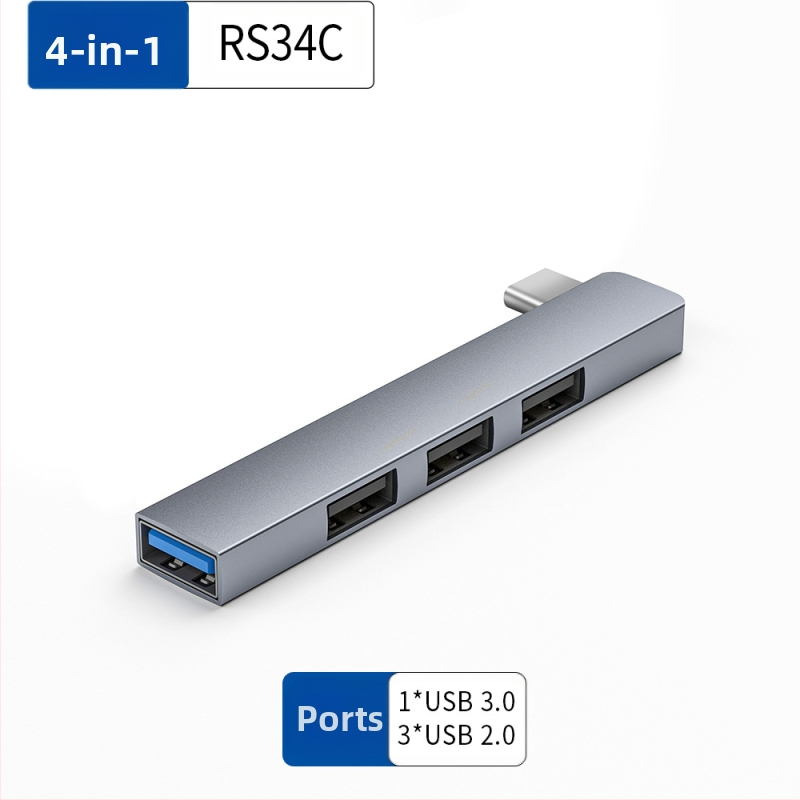 USB HUB τεσσάρων θυρών με USB-C 7 cm καλώδιο — USB 3.1, 5 Gbps, τροφοδοτούμενο μέσω θύρας (RS34AR)