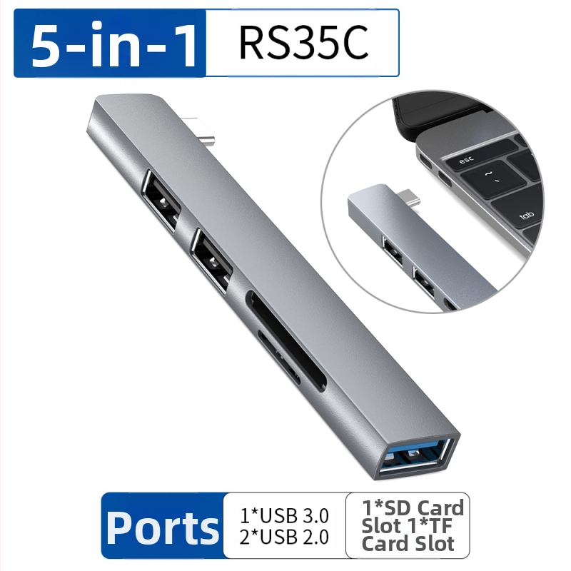 USB HUB τεσσάρων θυρών με USB-C 7 cm καλώδιο — USB 3.1, 5 Gbps, τροφοδοτούμενο μέσω θύρας (RS34AR)