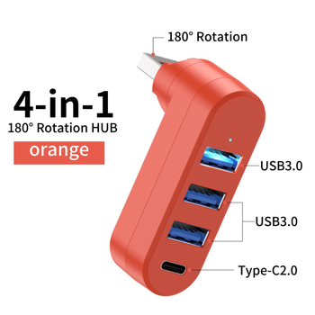 Αυτοκίνηση USB 3.0 hub με περιστροφή 180°, 5 Gbps, εξωτερική τροφοδοσία, έως 4 θύρες