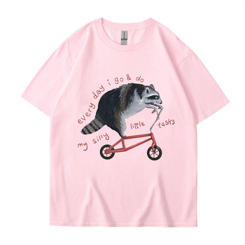 Унисекс памучна тениска с ракън меме – кръгло деколте, къс ръкав, принт, свободен силует