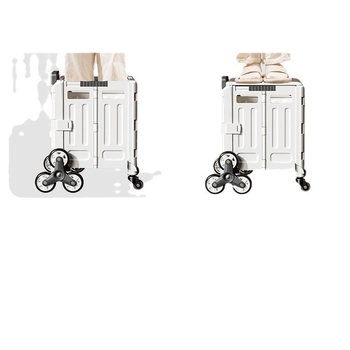 YAJI αναδιπλούμενο τετράτροχο καρότσι αγορών, πλαστικό, φορητό και ελαφρύ