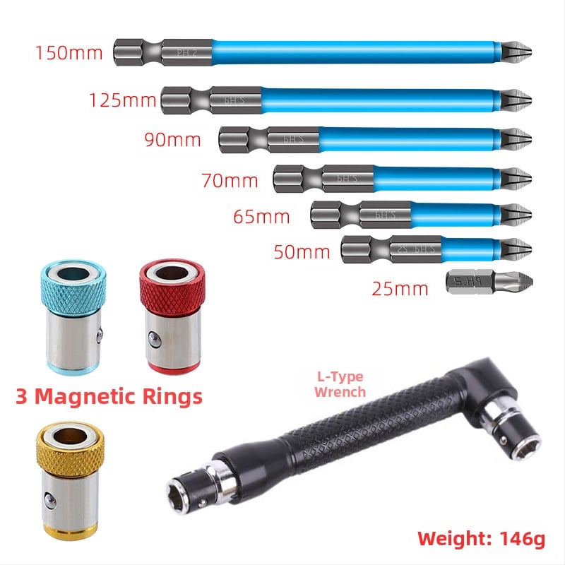 Комплект битове с кръстосана глава и антихлъзгаща функция за дома — сплавна стомана