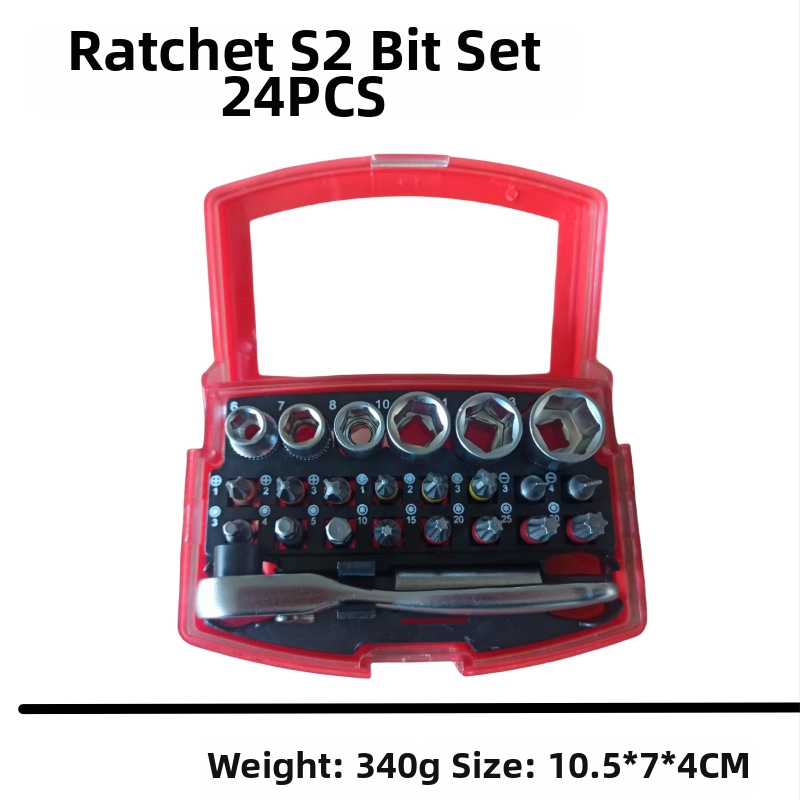 Σετ bit κατσαβιδιού - Υλικό S2, 32 τεμάχια, περιλαμβάνει επίπεδο, σταυρό, Pozidriv, εξάγωνο, ασφαλισμένο Torx, άξονας γρήγορης απόσπασης