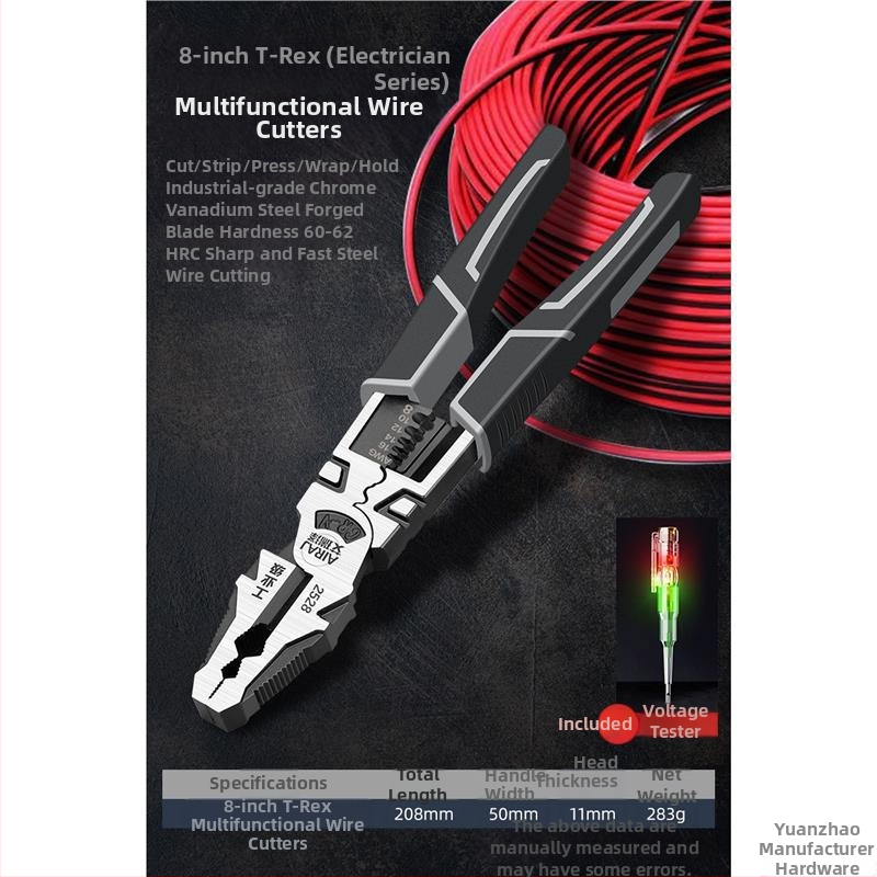 Pramoninės klasės žnyplės elektrikams, daugiafunkcinės su ilgu nosimi