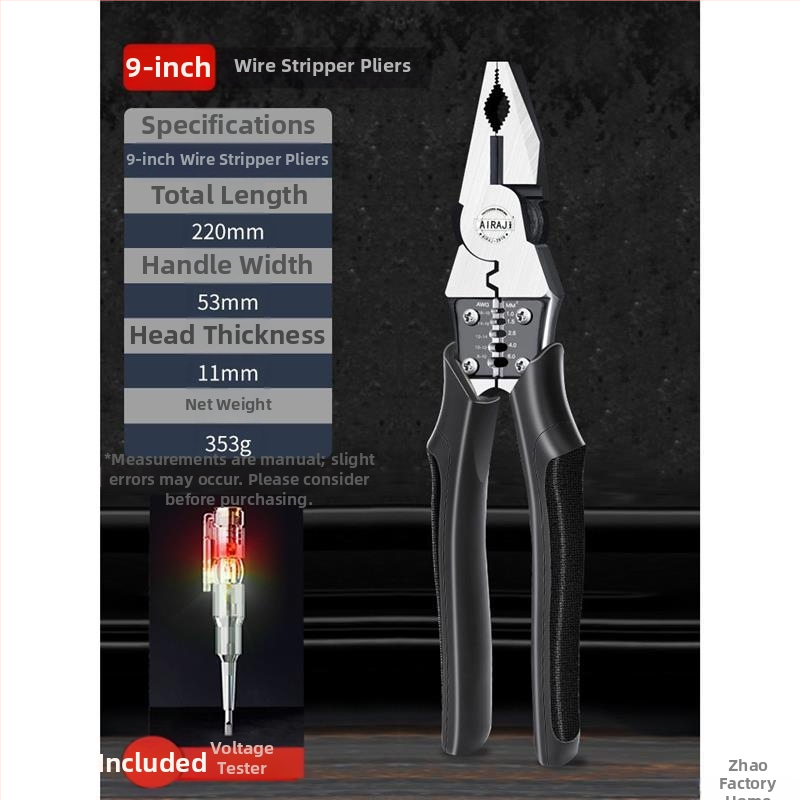 Pramoninės klasės žnyplės elektrikams, daugiafunkcinės su ilgu nosimi