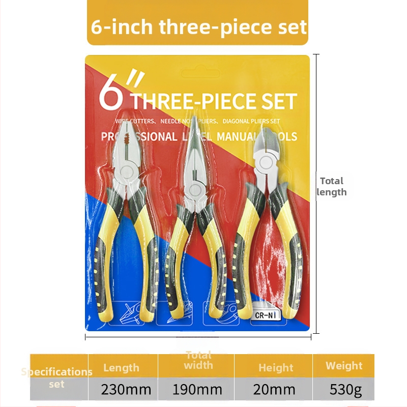 Pramonės lygio replės rinkinys: adatos nosies replės, kampinės replės, aukšta kietumas; svoris 0,7, pjovimo skersmuo 4, žandikaulių ilgis 85, forma: aštrus nasas