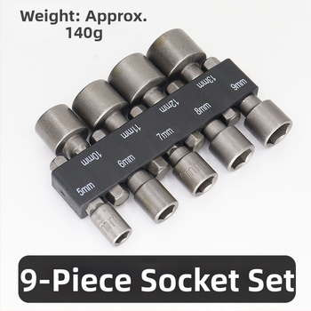 Σετ με εξάγωνο άξονα και κεφαλές υποδοχής για ηλεκτρικό τρυπάνι και κατσαβίδι, χάλυβας άνθρακας, 9/14 τεμάχια, οικιακή χρήση και επισκευές μηχανών