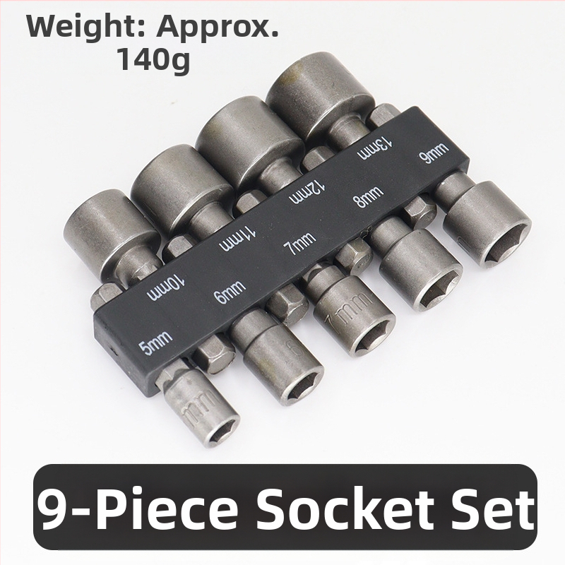 Σετ με εξάγωνο άξονα και κεφαλές υποδοχής για ηλεκτρικό τρυπάνι και κατσαβίδι, χάλυβας άνθρακας, 9/14 τεμάχια, οικιακή χρήση και επισκευές μηχανών