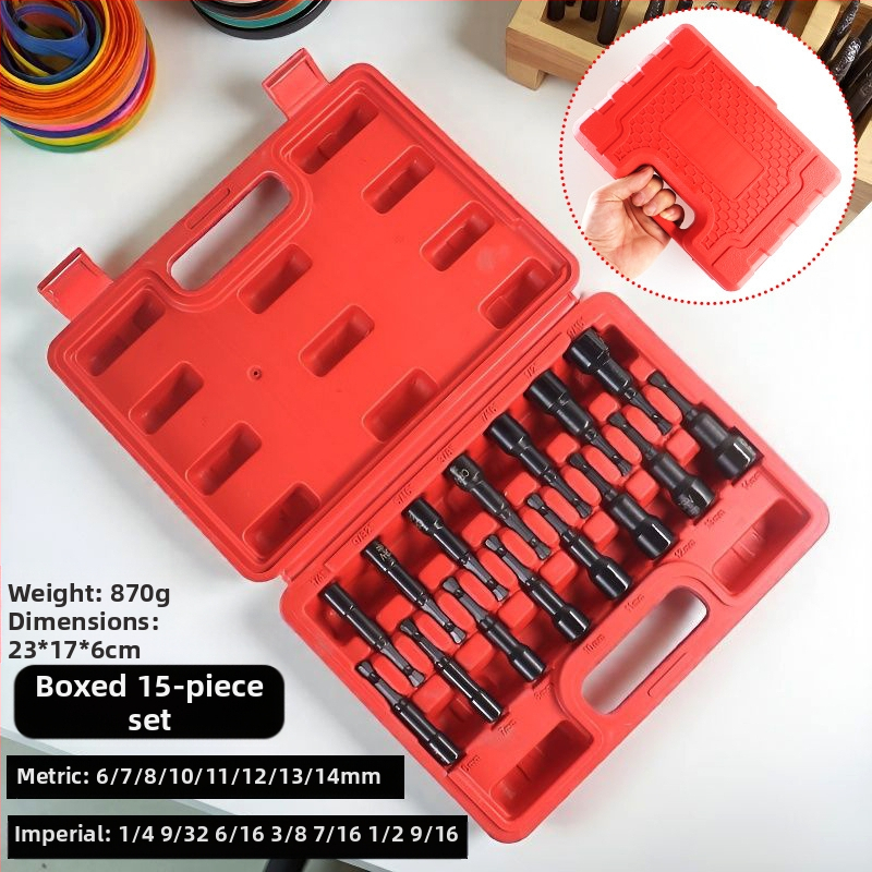 Σετ με εξάγωνο άξονα και κεφαλές υποδοχής για ηλεκτρικό τρυπάνι και κατσαβίδι, χάλυβας άνθρακας, 9/14 τεμάχια, οικιακή χρήση και επισκευές μηχανών