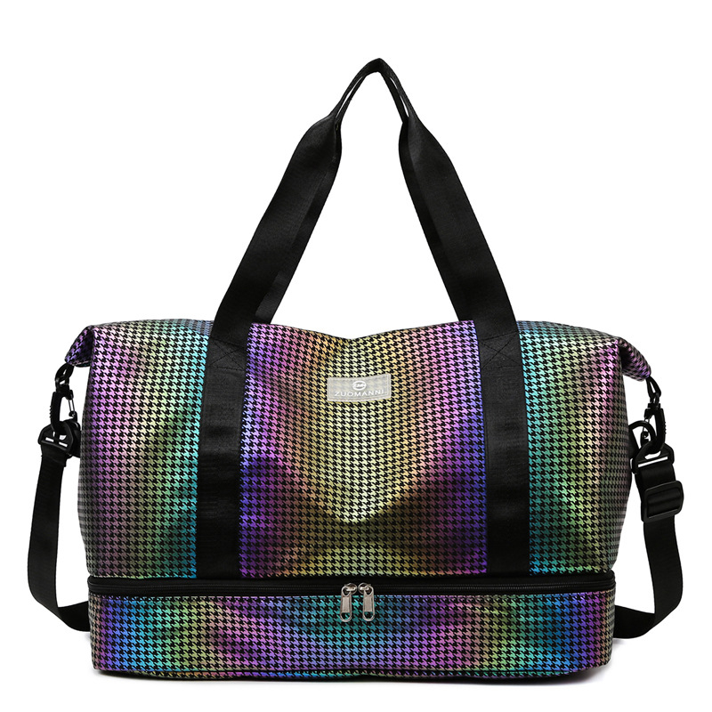 Geantă de călătorie – volum 36–55 L, material Oxford, respirabilă, impermeabilă, extensibilă, model geometric, stil urban