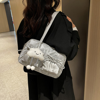 Τσάντα υπό μασχάλη σε στυλ δρόμου, PU υλικό, οριζόντιο τετράγωνο σχήμα, φερμουάρ, εσωτερική θήκη για κινητό