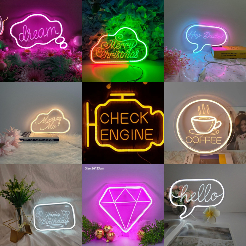 LED neonski znak s 3D graviranjem, E14 utičnica, 200LM, IP55, dimabilan