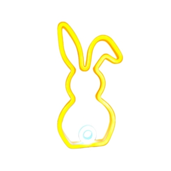 LED Νέον σήμα σε σχήμα κουνελιού με διπλή τροφοδοσία (μπαταρία και USB), είσοδος 5V, LED τύπος 2835, IP55, διάρκεια ζωής 30.000 ωρών