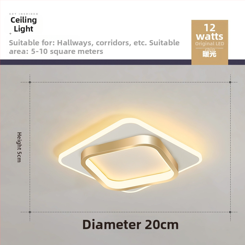 Σκανδιναβικού στυλ LED οροφής λαμπτήρας για διάδρομο και είσοδο, μεταλλικό σώμα, ακρυλική σκιά, κάλυψη 5–10 τ.μ.