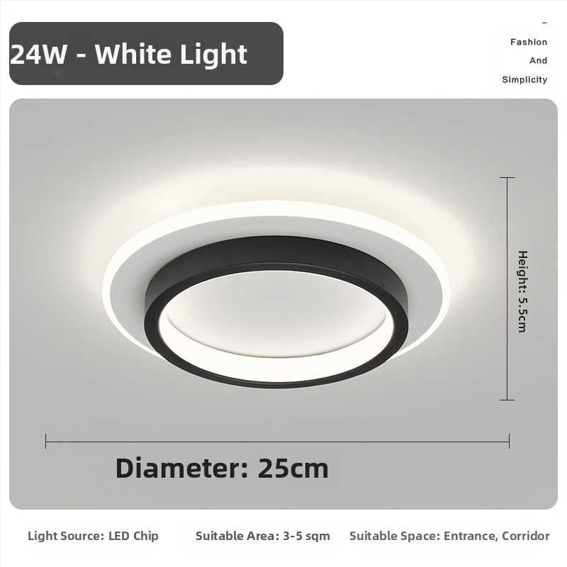 Σκανδιναβικού στυλ LED οροφής λαμπτήρας για διάδρομο και είσοδο, μεταλλικό σώμα, ακρυλική σκιά, κάλυψη 5–10 τ.μ.