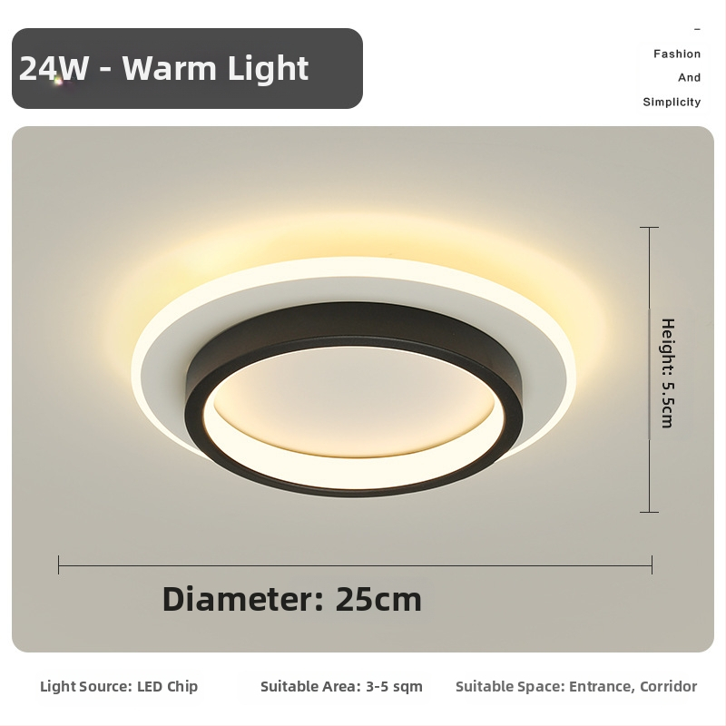 Σκανδιναβικού στυλ LED οροφής λαμπτήρας για διάδρομο και είσοδο, μεταλλικό σώμα, ακρυλική σκιά, κάλυψη 5–10 τ.μ.