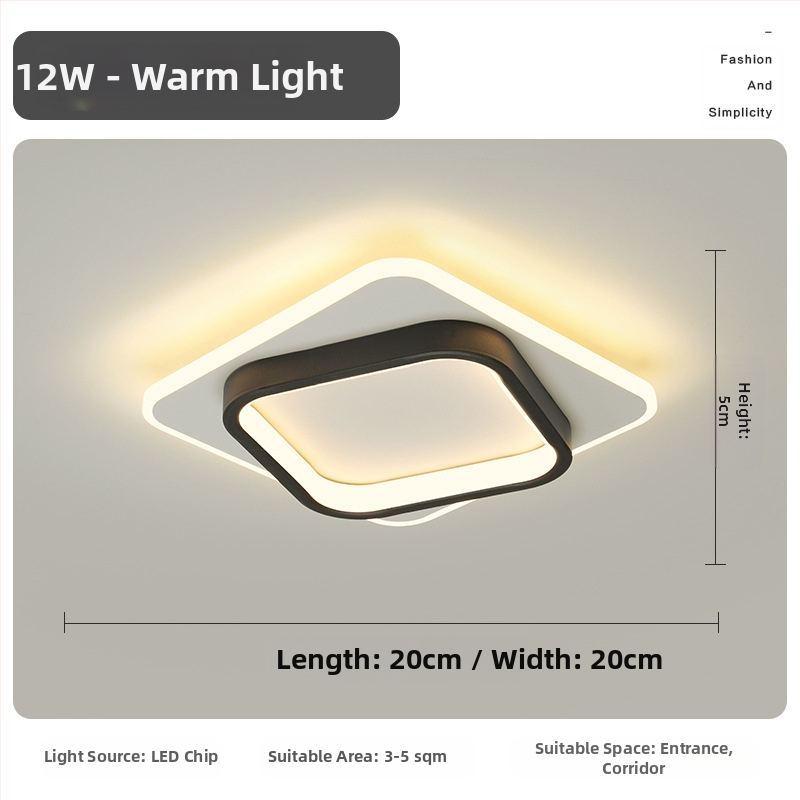 Σκανδιναβικού στυλ LED οροφής λαμπτήρας για διάδρομο και είσοδο, μεταλλικό σώμα, ακρυλική σκιά, κάλυψη 5–10 τ.μ.