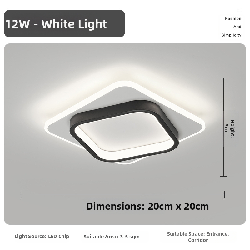 Σκανδιναβικού στυλ LED οροφής λαμπτήρας για διάδρομο και είσοδο, μεταλλικό σώμα, ακρυλική σκιά, κάλυψη 5–10 τ.μ.