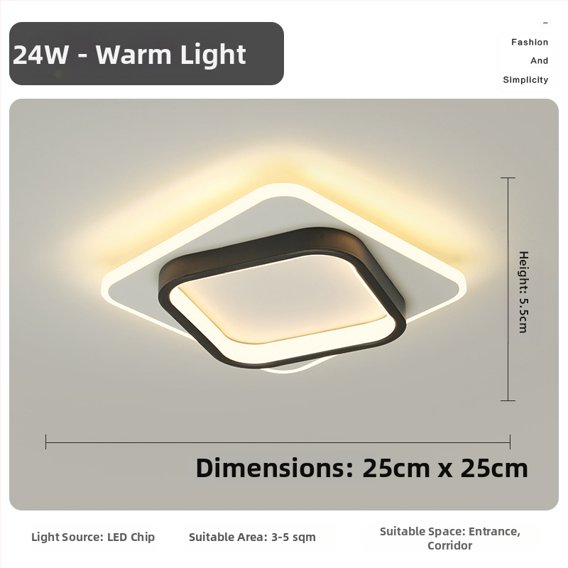 Σκανδιναβικού στυλ LED οροφής λαμπτήρας για διάδρομο και είσοδο, μεταλλικό σώμα, ακρυλική σκιά, κάλυψη 5–10 τ.μ.