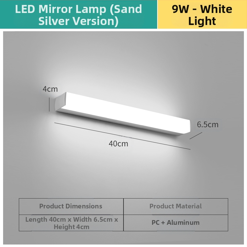 LED огледална лампа за баня, модерен минималистичен стил, 111–240V LED с електронен трансформатор, ниво на енергоспестяване 6