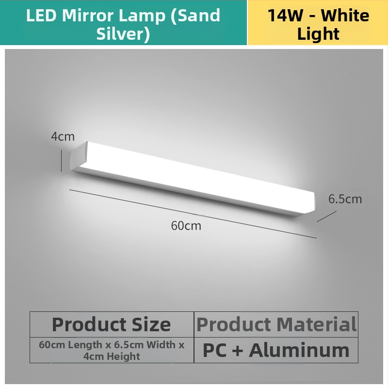 LED огледална лампа за баня, модерен минималистичен стил, 111–240V LED с електронен трансформатор, ниво на енергоспестяване 6