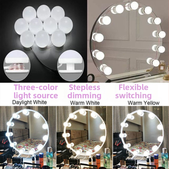 Огледална лампа за грим с LED осветление, преносима за бюро за грим, напрежение ≤36V, бутонен превключвател, CE сертифициран, модел 1-100