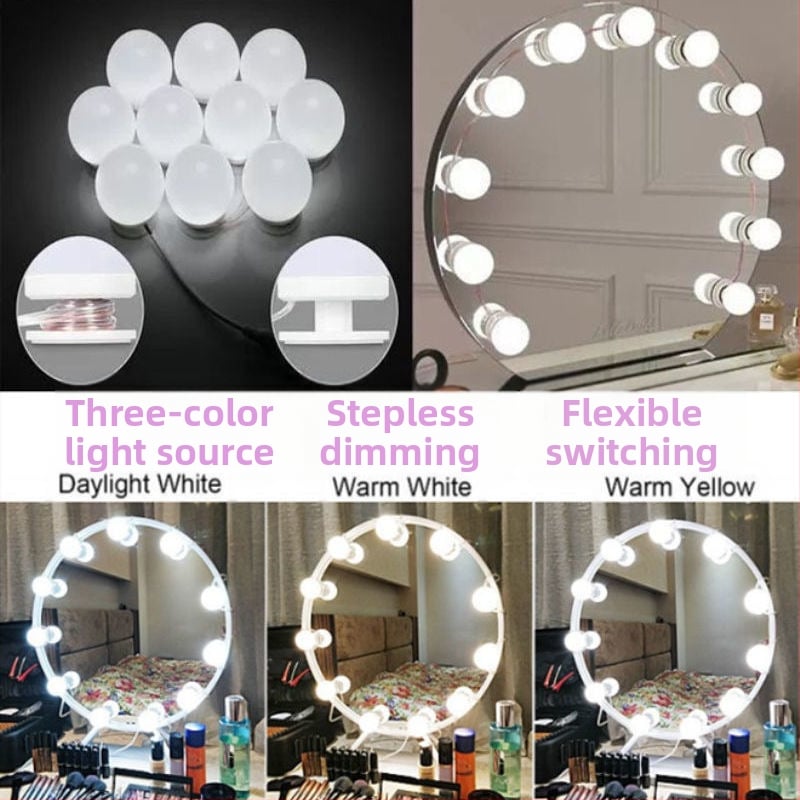 Огледална лампа за грим с LED осветление, преносима за бюро за грим, напрежение ≤36V, бутонен превключвател, CE сертифициран, модел 1-100