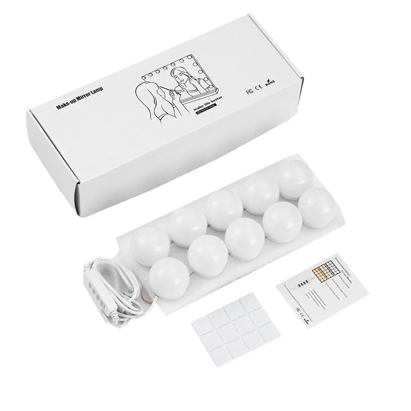 Огледална лампа за грим с LED осветление, преносима за бюро за грим, напрежение ≤36V, бутонен превключвател, CE сертифициран, модел 1-100