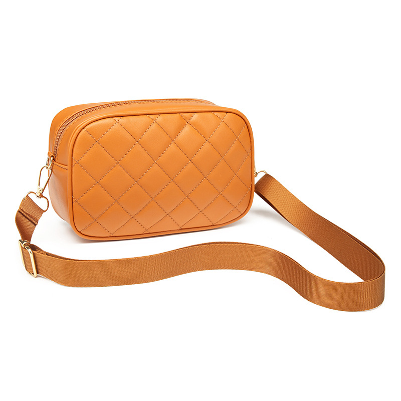 Crossbody τετράγωνη τσάντα με κέντημα ρόμβου σε κυματισμό - PU δέρμα, οριζόντια μορφή, φερμουάρ, θήκες κινητού και ταυτότητας, μονή ιμάντας