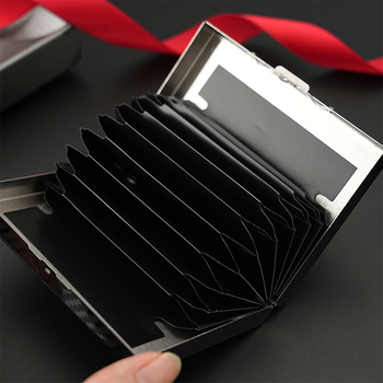 Ανοξείδωτη θήκη καρτών για άδειες οδήγησης, τραπεζικές κάρτες, ταυτότητα και κάρτα μέλους — Αντικλοπής, Αντιμαγνητοποίηση, Ultra-ελαφρύ, PU επένδυση, Unisex