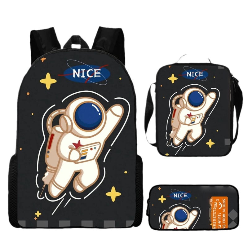 Rucsac astronaut pentru elevi de școala primară, material Oxford, respirabil și impermeabil, model desen animat, cu curele cu pernă de aer