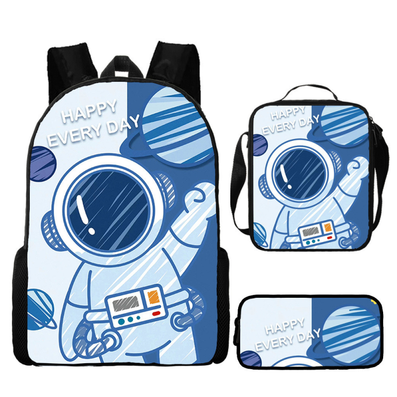 Rucsac astronaut pentru elevi de școala primară, material Oxford, respirabil și impermeabil, model desen animat, cu curele cu pernă de aer