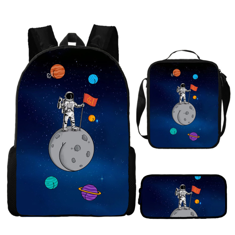 Rucsac astronaut pentru elevi de școala primară, material Oxford, respirabil și impermeabil, model desen animat, cu curele cu pernă de aer