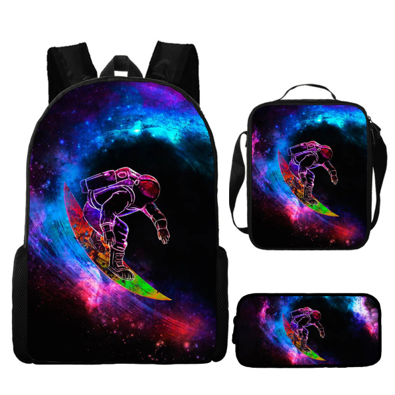 Rucsac astronaut pentru elevi de școala primară, material Oxford, respirabil și impermeabil, model desen animat, cu curele cu pernă de aer