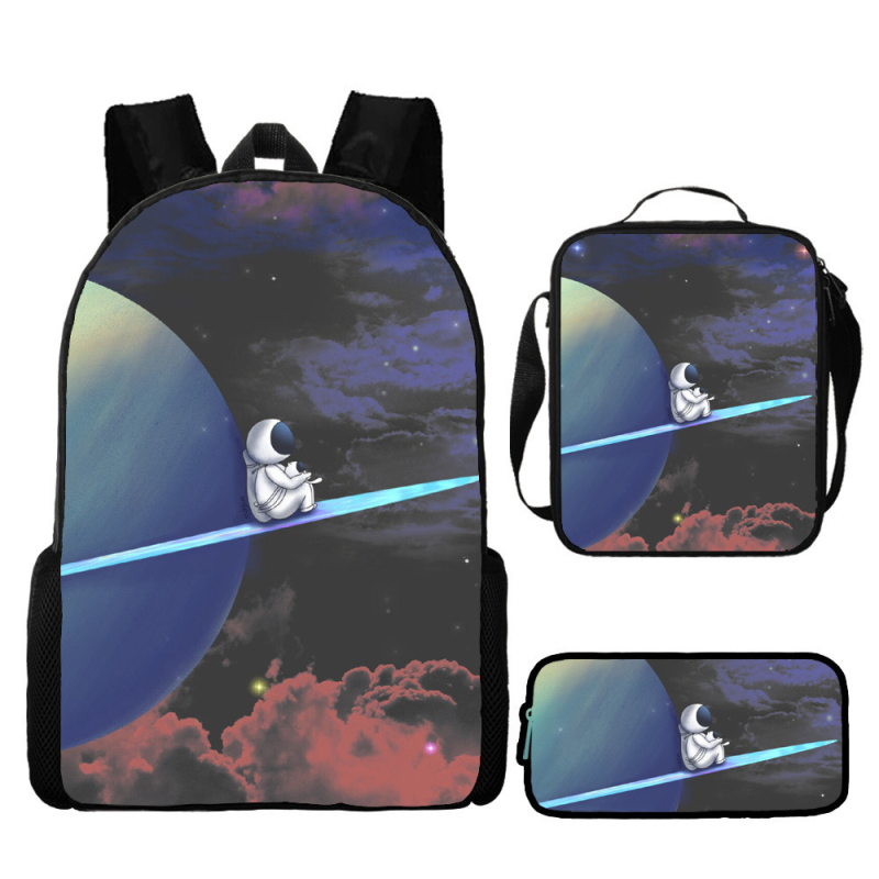 Rucsac astronaut pentru elevi de școala primară, material Oxford, respirabil și impermeabil, model desen animat, cu curele cu pernă de aer