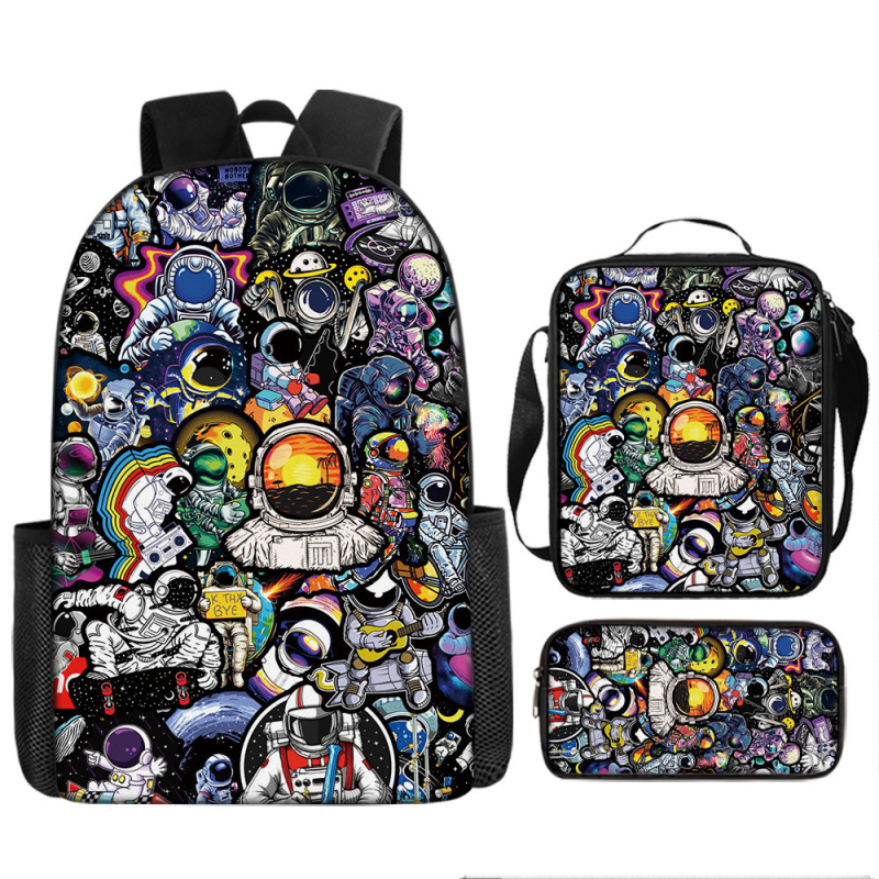 Rucsac astronaut pentru elevi de școala primară, material Oxford, respirabil și impermeabil, model desen animat, cu curele cu pernă de aer