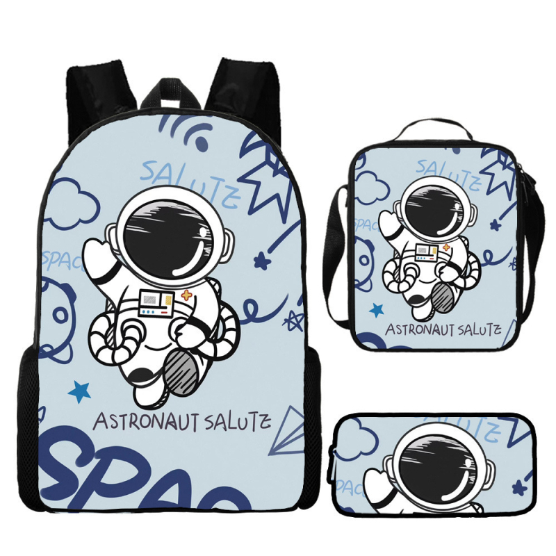 Rucsac astronaut pentru elevi de școala primară, material Oxford, respirabil și impermeabil, model desen animat, cu curele cu pernă de aer