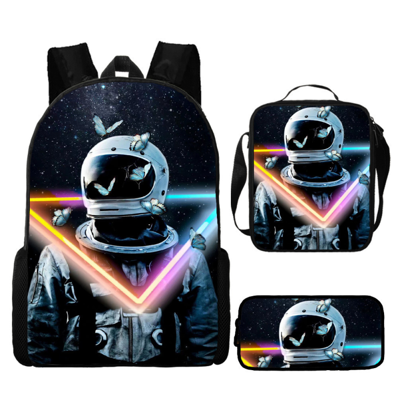 Rucsac astronaut pentru elevi de școala primară, material Oxford, respirabil și impermeabil, model desen animat, cu curele cu pernă de aer
