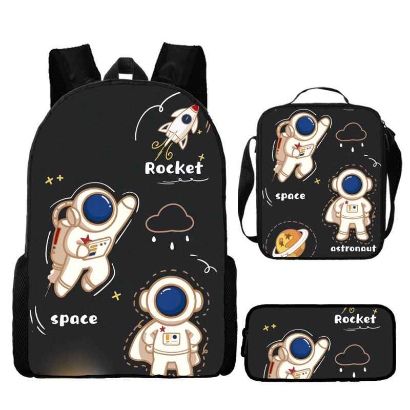 Rucsac astronaut pentru elevi de școala primară, material Oxford, respirabil și impermeabil, model desen animat, cu curele cu pernă de aer