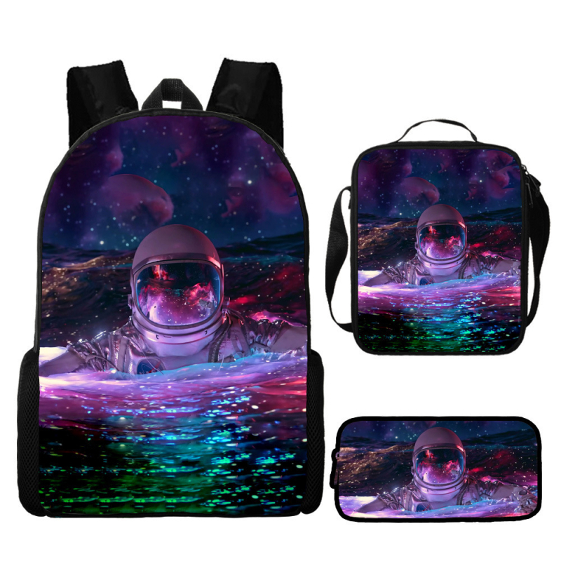 Rucsac astronaut pentru elevi de școala primară, material Oxford, respirabil și impermeabil, model desen animat, cu curele cu pernă de aer
